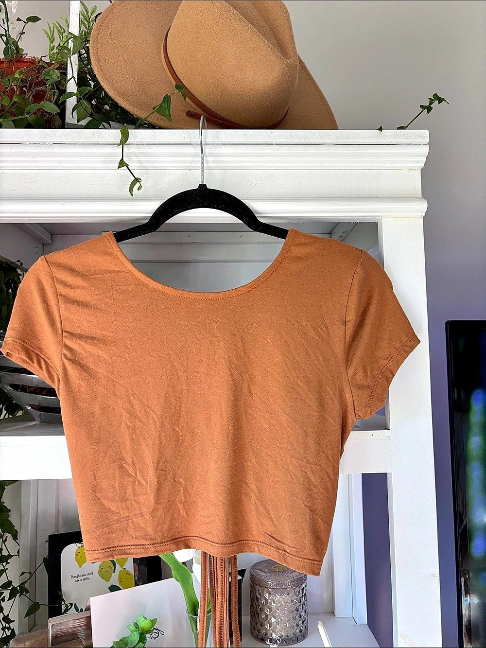 rue21 Ruched Tie-Front Crop Top in Orange Size Medium